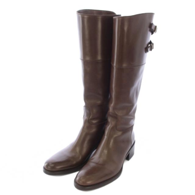 【中古】サルトル SARTORE ジョッキーブーツ バックベルト レザー ロングブーツ 37.5 ブラウン /TK レディース_1