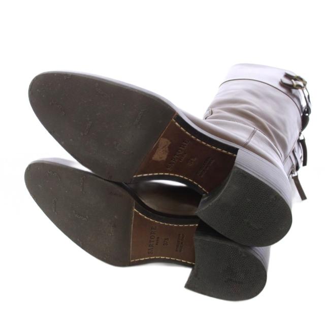 【中古】サルトル SARTORE ジョッキーブーツ バックベルト レザー ロングブーツ 37.5 ブラウン /TK レディース_6