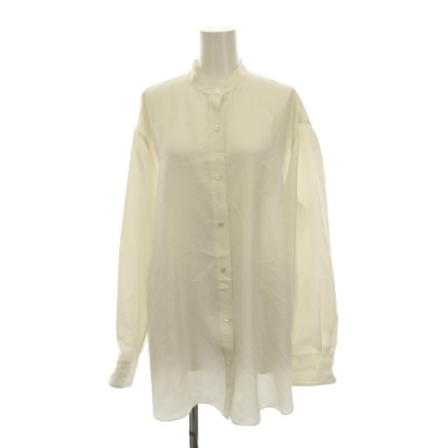 【中古】セオリー Theory 25SS Mod Silk Twill Wrap Shirt バンドカラー シャツ ブラウス 長袖 S ホワイト