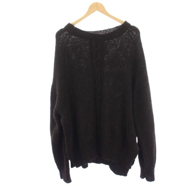 【中古】マーカウェア 21AW BLACK ALPACA CABLE PULL OVER ニット セーター アルパカ ウール 長袖 2 茶 ブラウン
