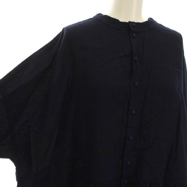 【中古】ネストローブ nest Robe 23SS 近江晒インディゴ染め チュニック ワンピース リネン混 F 紺 ネイビー 長袖_3