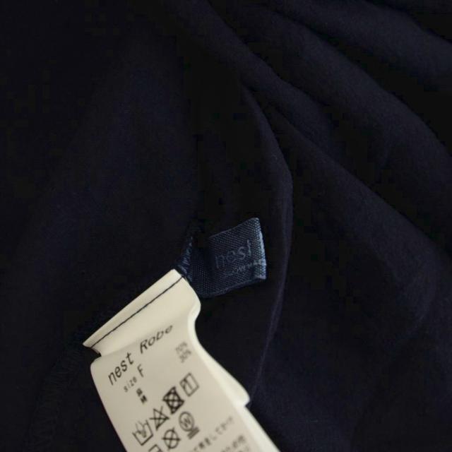 【中古】ネストローブ nest Robe 23SS 近江晒インディゴ染め チュニック ワンピース リネン混 F 紺 ネイビー 長袖_4