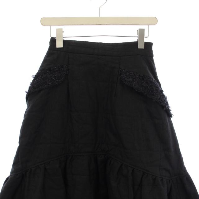 【中古】セントセシリア St.cecilia girlish ワッフルスカート ロング 中綿 リネン F 黒 STA24A01505 /BM レディース_5