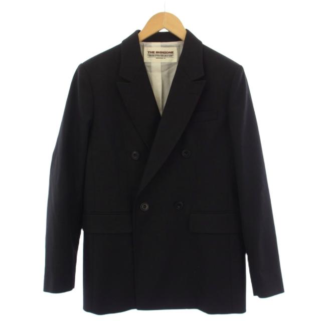 【中古】シンゾーン Shinzone DOUBLE BREASTED JACKET テーラードジャケット ダブル ウール 34 黒 レディース