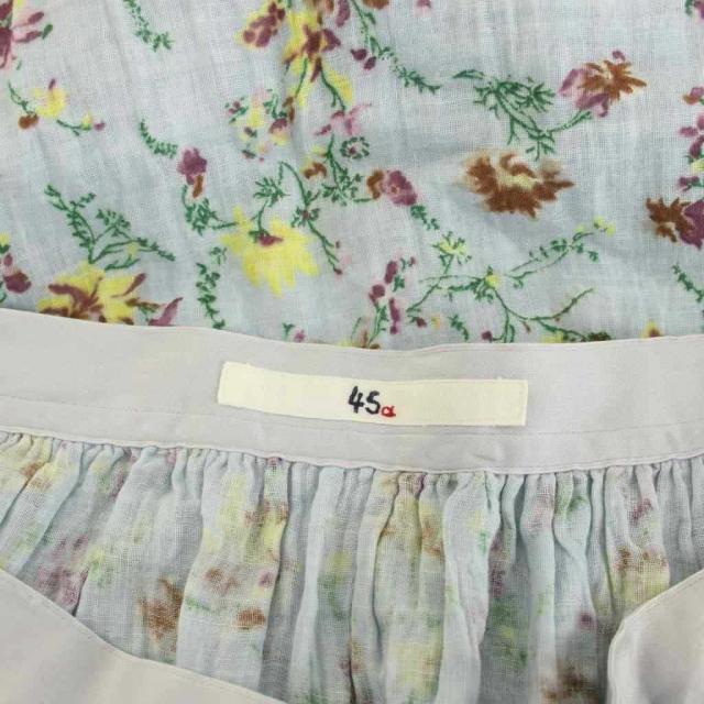 【中古】フォーティーファイブアールピーエム 45R 45rpm フレアスカート ひざ丈 ギャザー 花柄 0 水色 ライトブルー_3