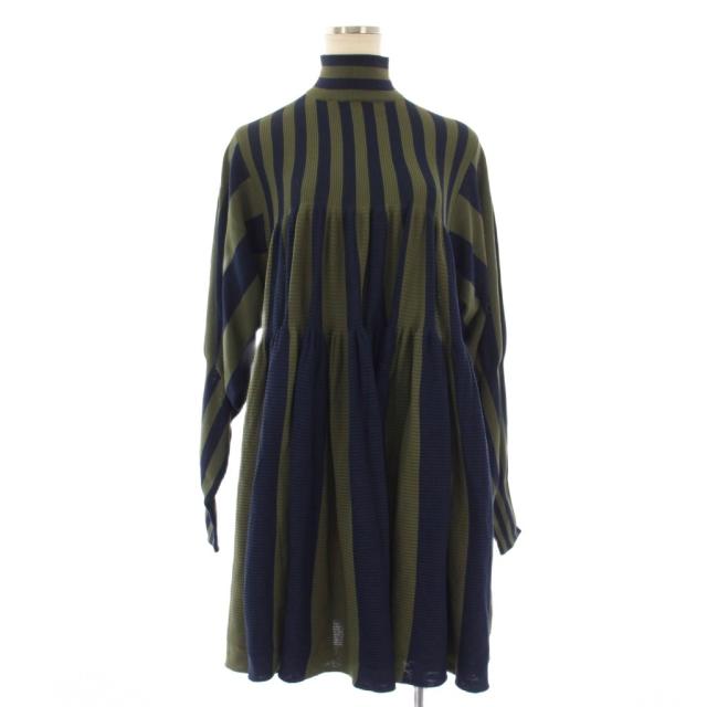 【中古】シーエフシーエル CASCADES LONG SLEEVE MINI DRESS ワンピース ニット F カーキ ネイビー レディース