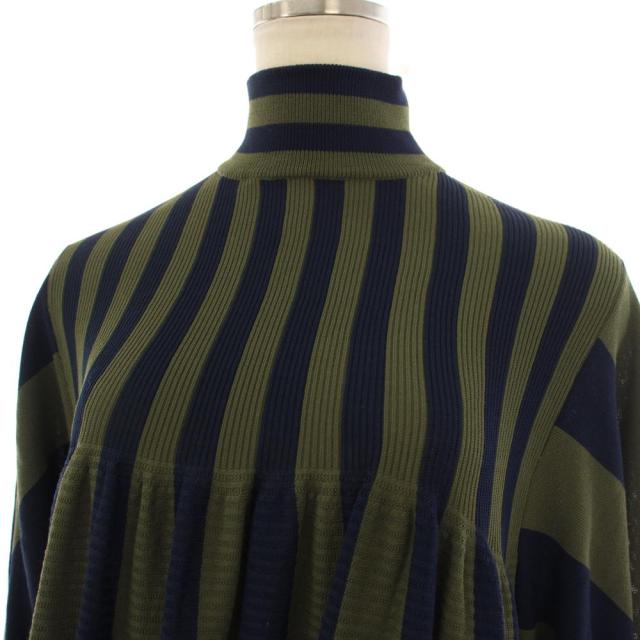 【中古】シーエフシーエル CASCADES LONG SLEEVE MINI DRESS ワンピース ニット F カーキ ネイビー レディース_3