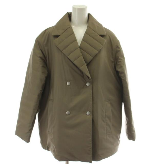 【中古】セオリーリュクス 22AW 中綿ジャケット 上着 38 カーキベージュ 長袖 ダブルブレスト キルティング襟