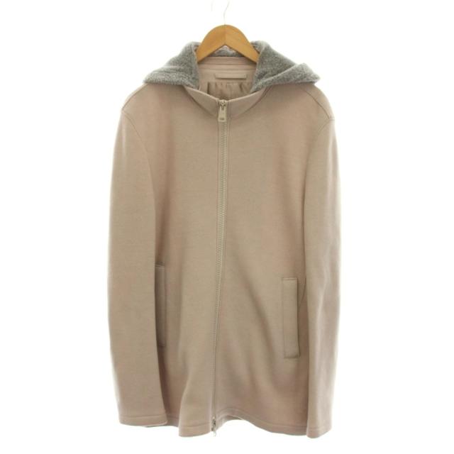【中古】ヘルノ HERNO RESORT ウールコート ジップアップ フード付き 48 ピンクベージュ GC002UR /YM メンズ