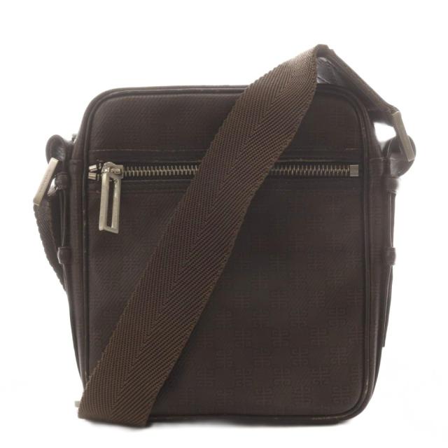 【中古】ジバンシィ GIVENCHY ショルダーバッグ 総柄 ロゴ PVC レザー 茶 ブラウン /AN7 メンズ