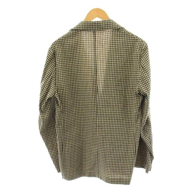 【中古】カルーゾ elba テーラードジャケット シングル チェック柄 リネン 麻 46 ベージュ 黒 MB01S37_1