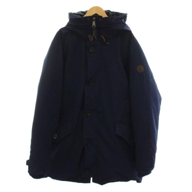 【中古】ポロ ラルフローレン POLO RALPH LAUREN ダウンジャケット 裏地チェック ジップアップ アウター XXL 紺