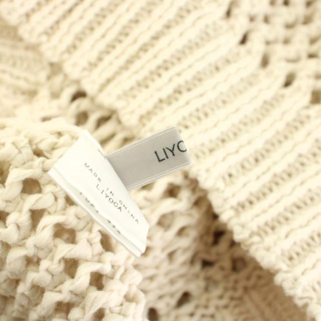 【中古】リヨカ LIYOCA メッシュ編みニット カットソー 長袖 ベージュ LY51-713 /KU レディース_3