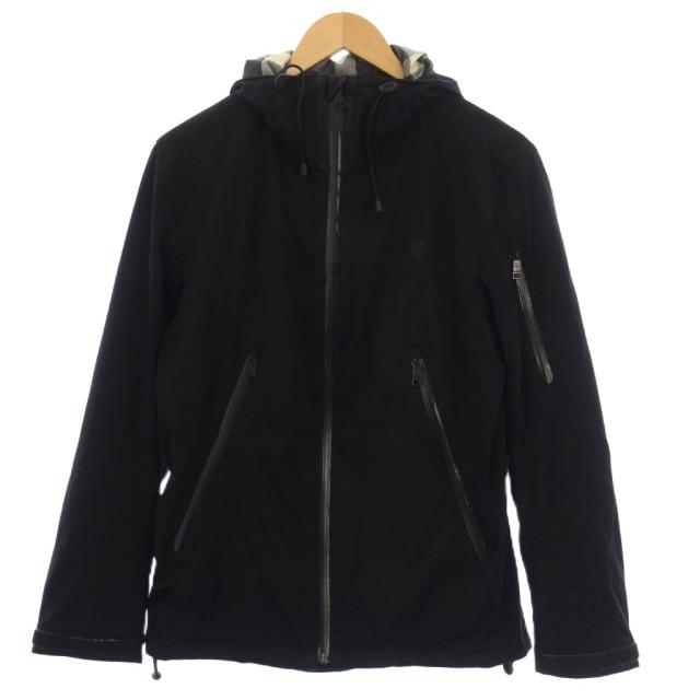 【中古】BLACK LABEL CRESTBRIDGE 止水ジップ クレストブリッジチェック マウンテンパーカ M 黒 メンズ