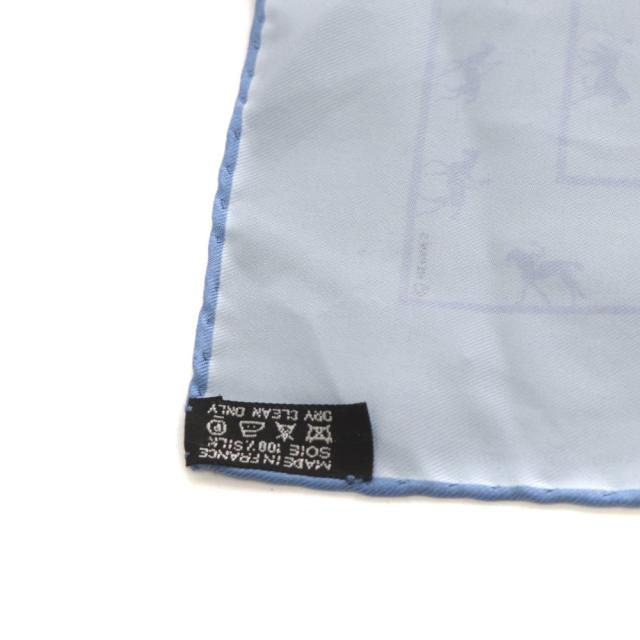 【中古】エルメス HERMES Saut Galop Canter Rack プチカレ スカーフ シルク 水色 ライトブルー /AN37 ■OH_2