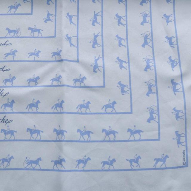【中古】エルメス HERMES Saut Galop Canter Rack プチカレ スカーフ シルク 水色 ライトブルー /AN37 ■OH_3