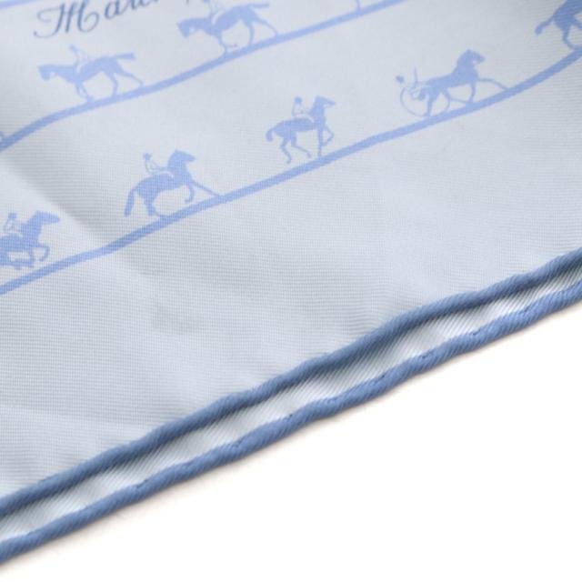 【中古】エルメス HERMES Saut Galop Canter Rack プチカレ スカーフ シルク 水色 ライトブルー /AN37 ■OH_5