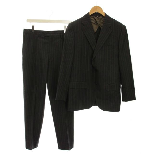 【中古】ランバン LANVIN COLLECTION シングルスーツ セットアップ 上下 テーラードジャケット ストライプ パンツ