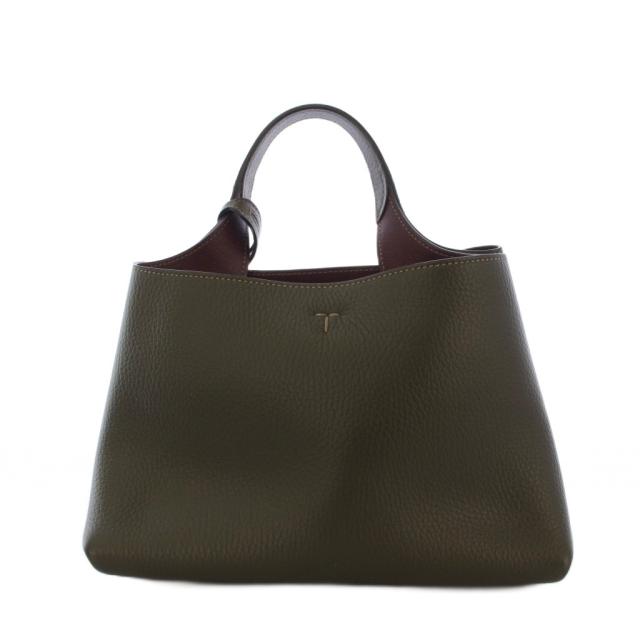 【中古】トッズ TOD'S Tタイムレス マイクロ ハンドバッグ ショルダーバッグ 2WAY レザー カーキ /KH レディース_2