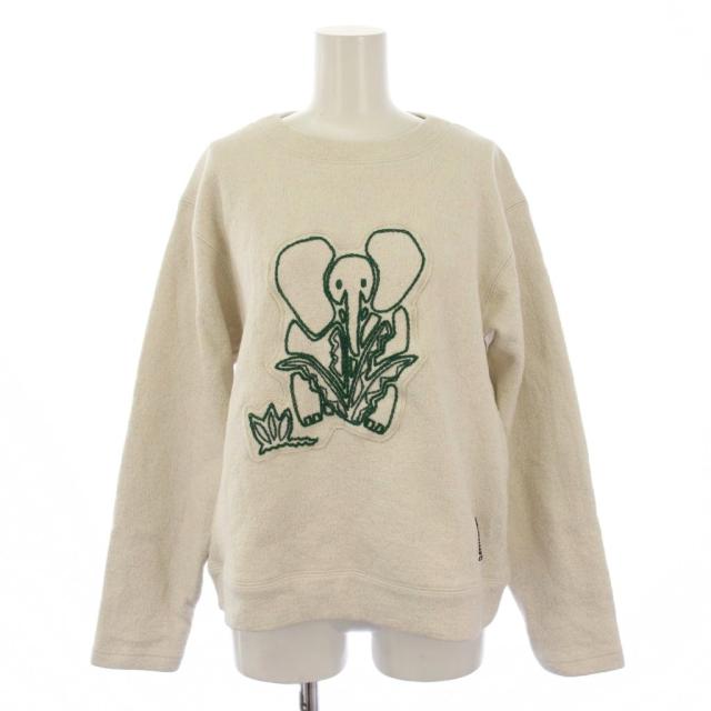 【中古】キャバン CABaN 24SS ウールコットンダブルフェイスエンブロイダリープルオーバー 長袖 S 白 レディース