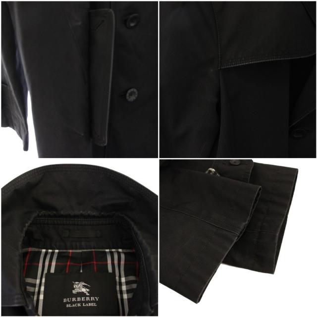 【中古】BURBERRY BLACK LABEL トレンチコート ロング ベルト 裏地チェック柄 L 黒 メンズ_7