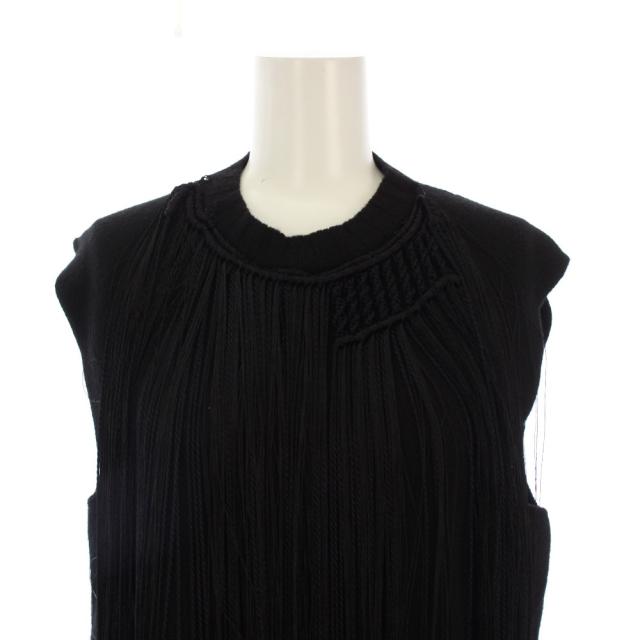 【中古】ジルサンダー JIL SANDER ニット ベスト プルオーバー フリンジ ウール 34 黒 /BM レディース_4