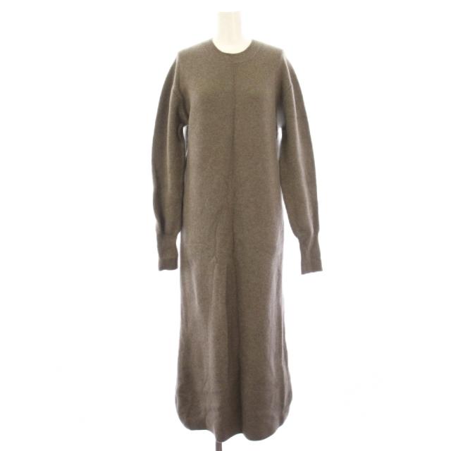 【中古】エーピーストゥディオ 23AW Crew neck Knit Onepiece 衣装 マキシ ロング 長袖 毛糸 38 ベージュ