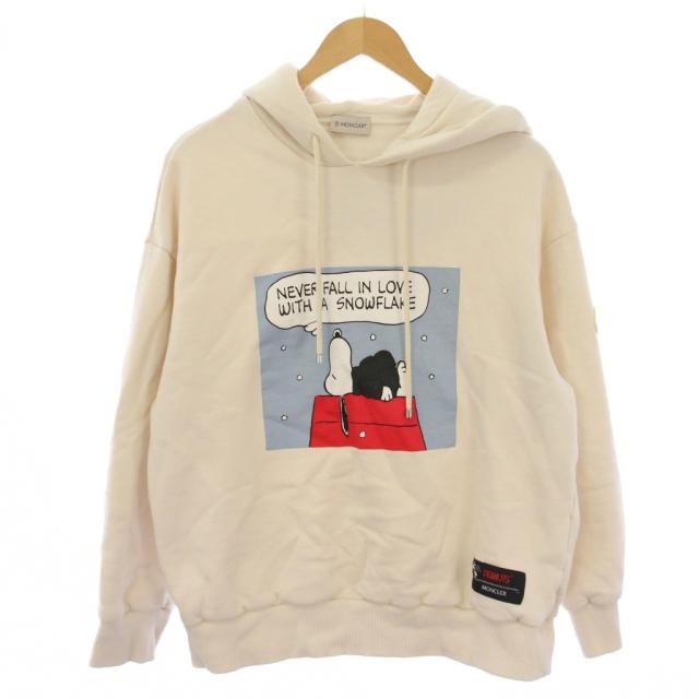 【中古】モンクレール MONCLER × PEANUTS プルオーバーパーカー 長袖 L アイボリー レディース