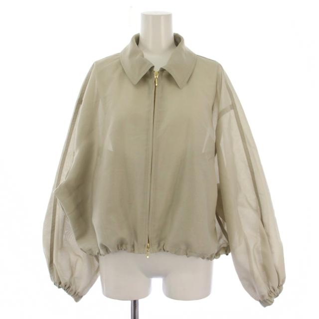 【中古】アルアバイル allureville 25SS オーガンジーステンカラーブルゾン ジャケット 2 ベージュ レディース