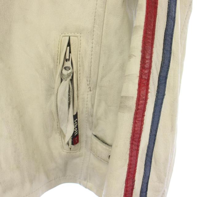 【中古】ショット クラシックレザージャケット ヴィンテージ加工 USED加工 ライダースジャケット XS 白 メンズ_4