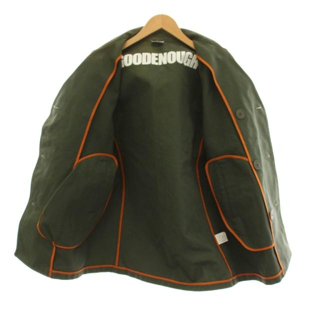 【中古】グッドイナフ GOODENOUGH Pコート ピーコート アウター コットン L カーキ 無地 ダブルブレスト 長袖 /YM_2