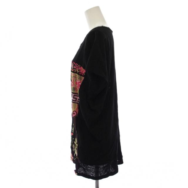 【中古】ヴィヴィアンタム VIVIENNE TAM チュニック カットソー 半袖 文鳥 ラブバード 1 黒 ピンク レディース_1