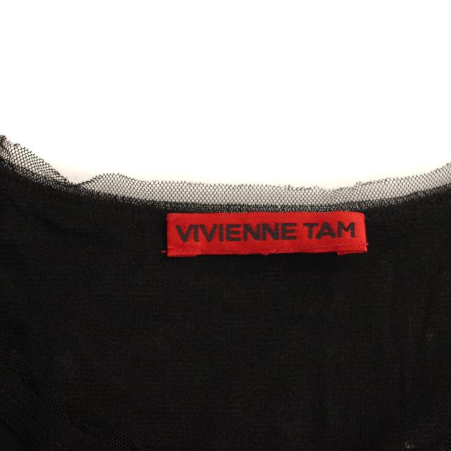 【中古】ヴィヴィアンタム VIVIENNE TAM チュニック カットソー 半袖 文鳥 ラブバード 1 黒 ピンク レディース_3