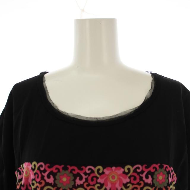 【中古】ヴィヴィアンタム VIVIENNE TAM チュニック カットソー 半袖 文鳥 ラブバード 1 黒 ピンク レディース_4