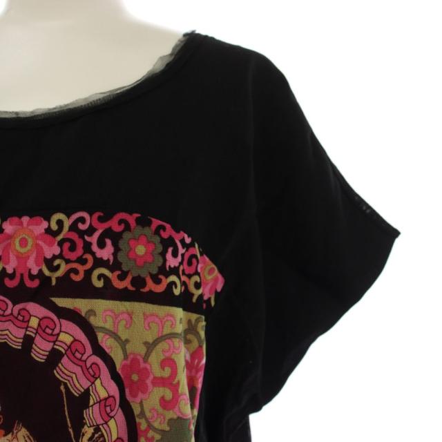 【中古】ヴィヴィアンタム VIVIENNE TAM チュニック カットソー 半袖 文鳥 ラブバード 1 黒 ピンク レディース_5