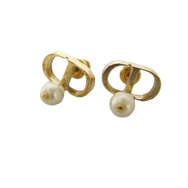 【中古】ディオール Dior Peti+CD ピアス 両耳用 ロゴ ゴールド色 /AN50 ■OH レディース