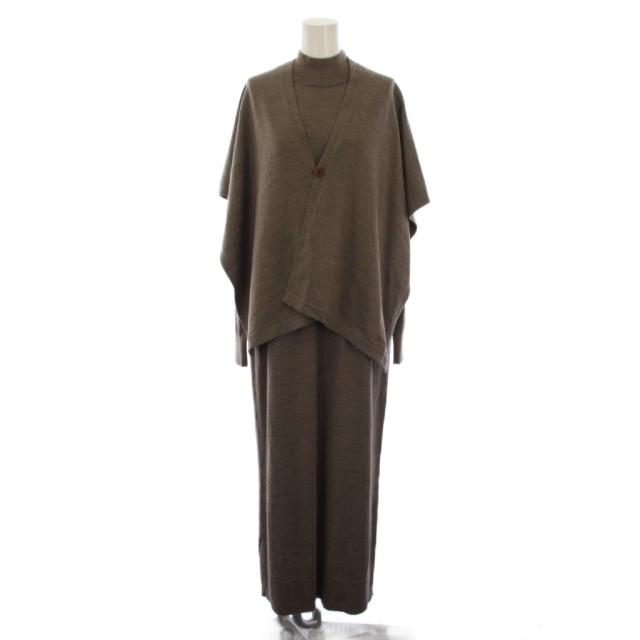 【中古】セオリーリュクス 21AW EDGWARE LYNETTE セットアップ ワンピース ストール付き 38 茶 レディース