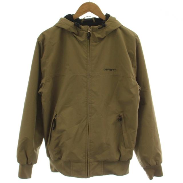 【中古】カーハート carhartt ジップアップパーカー ナイロンジャケット S ベージュ 長袖 フード付き /GG メンズ