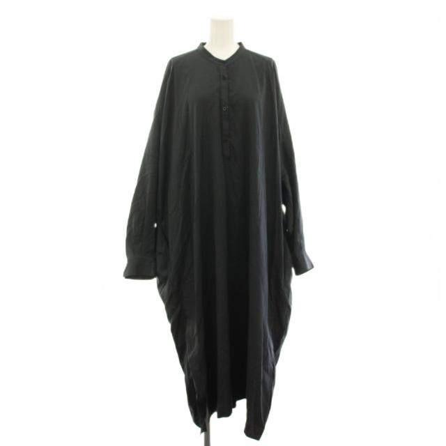 【中古】騒々しい混乱 CHAOS フィールツイルシャツワンピース ロング ダンス楽隊色合い 長袖 F 黒 CH109034ER レディース