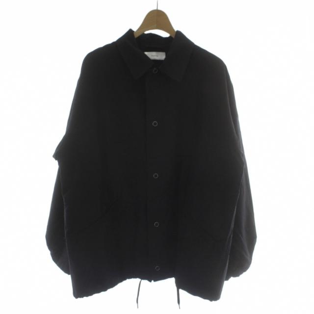 【中古】マーカ 25SS COACH JACKET WOOL SILK HIGH COUNT TYPEWRITER コーチジャケット 絹 1 黒 襟付き 長袖
