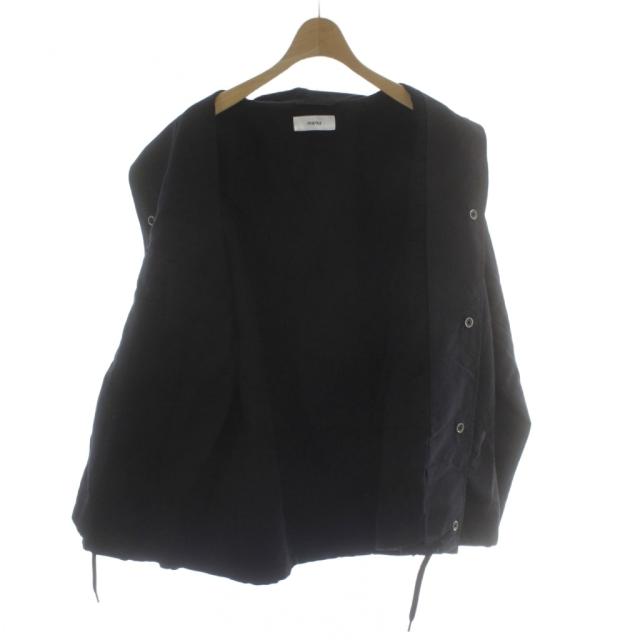 【中古】マーカ 25SS COACH JACKET WOOL SILK HIGH COUNT TYPEWRITER コーチジャケット 絹 1 黒 襟付き 長袖_2