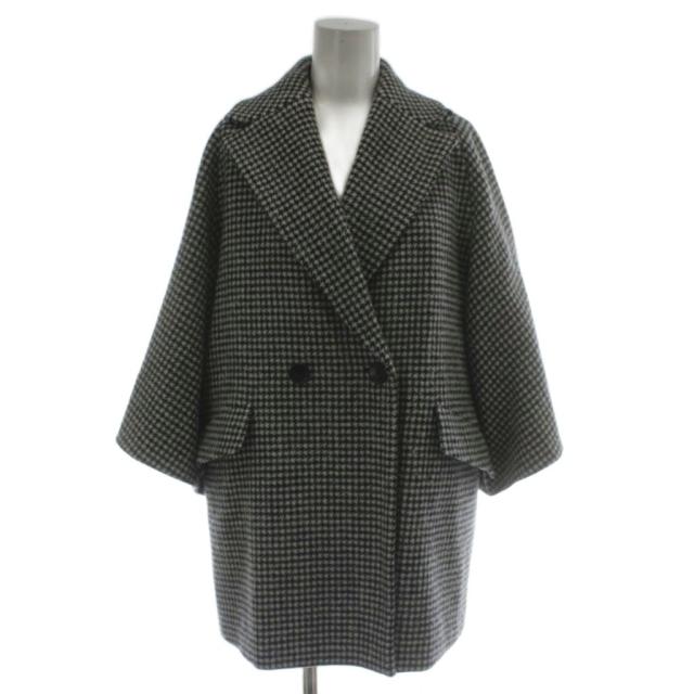【中古】トゥモローランドコレクション 24AW ウールカシミヤシェファード フレアスリーブショートコート 36 白 黒