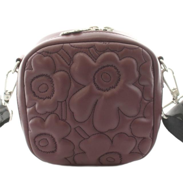 【中古】マリメッコ marimekko Unikko Baby Gratha ウニッコ ショルダーバッグ レザー 花柄 バーガンディー 095198_2