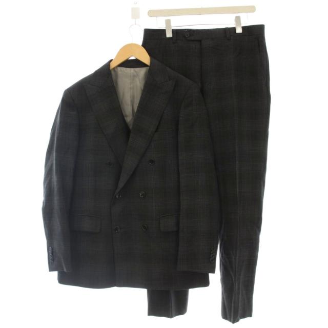 【中古】ディファレンス DIFFERENCE Tollegno1900 オーダースーツ  ダブル 3点セット ジレ ベスト パンツ 46 グレー