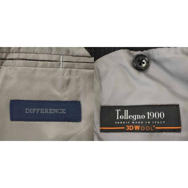 【中古】ディファレンス DIFFERENCE Tollegno1900 オーダースーツ  ダブル 3点セット ジレ ベスト パンツ 46 グレー_2