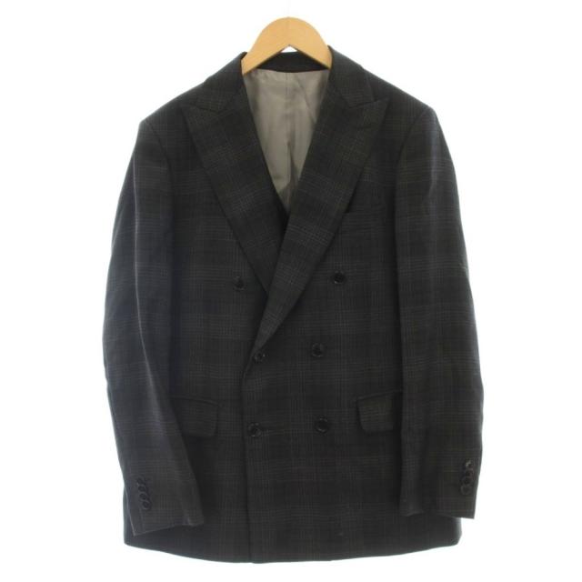【中古】ディファレンス DIFFERENCE Tollegno1900 オーダースーツ  ダブル 3点セット ジレ ベスト パンツ 46 グレー_3