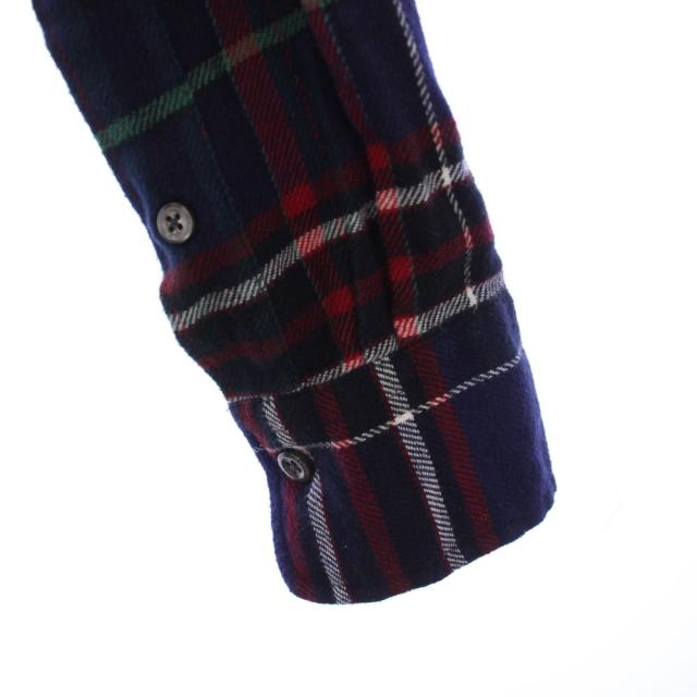 【中古】ポロ ラルフローレン POLO RALPH LAUREN CUSTOM FIT シャツ 長袖 チェック柄 ロゴ刺繍 XS ネイビー 赤 メンズ_4