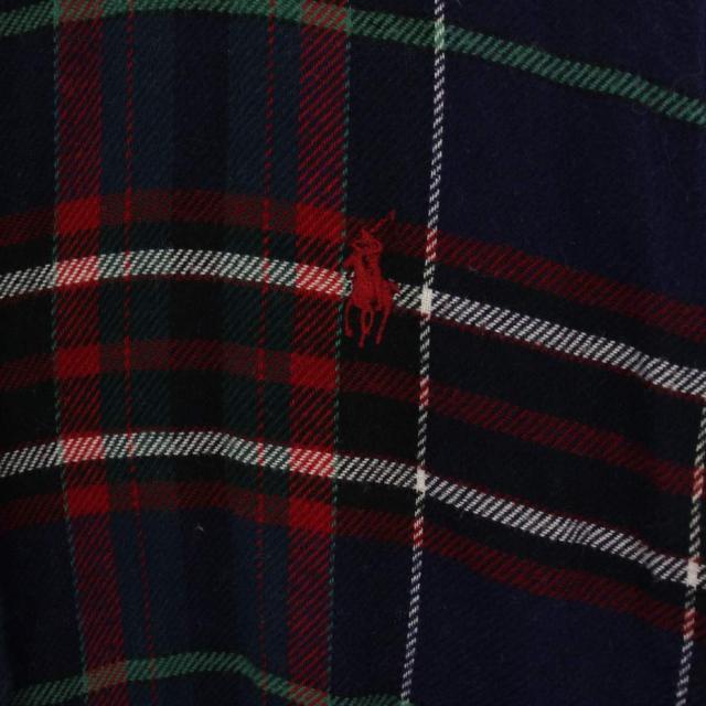 【中古】ポロ ラルフローレン POLO RALPH LAUREN CUSTOM FIT シャツ 長袖 チェック柄 ロゴ刺繍 XS ネイビー 赤 メンズ_5