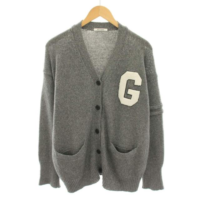 【中古】ウィムガゼット 24AW 15th Anniversary ワッペンカーディガン Vネック 長袖 F グレー 白 WGZ1042205A0007
