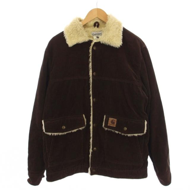 【中古】カーハート carhartt コーデュロイジャケット ファー L 茶 05023-0668 /BM メンズ